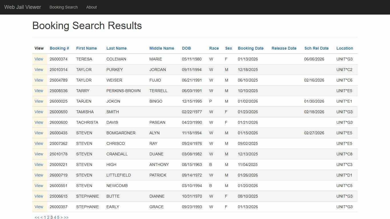 BookingSearchDetail - Web Jail Viewer